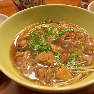 鶏肉と水菜のつけ蕎麦